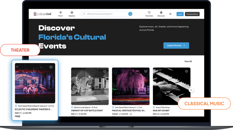 CultureOwl discovery page for classical music and opera events